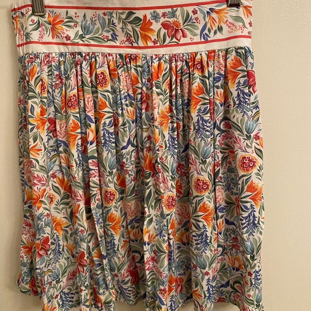 Short, flowy, and flowery skirt